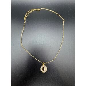 LLIYSOUN 14K Gold Plated “H” Initial Necklace Zircon Halo Pendant – NWT 17.7”
